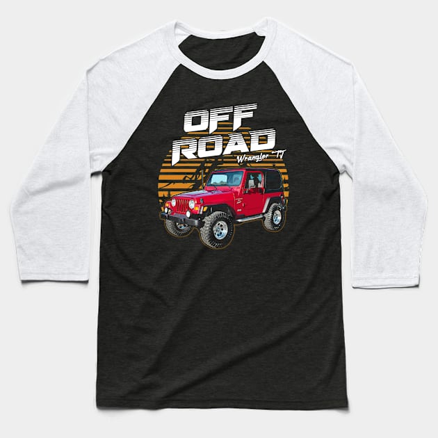 Jeep Wrangler TJ jeep car offroad name Baseball T-Shirt by Madisen Harvey